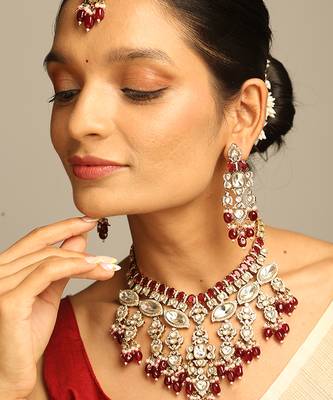 Royal ruby & polki bridal set 6