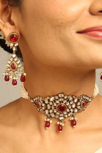 Antique ruby kundan choker set