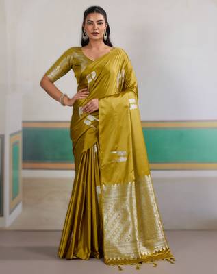 Mustard new pure satin weaving outfit  premium quality 1