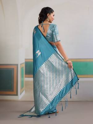 Blue new pure satin weaving outfit  premium quality 2