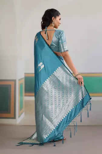 Blue new pure satin weaving outfit  premium quality