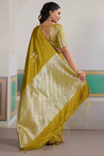 Mustard new pure satin weaving outfit  premium quality