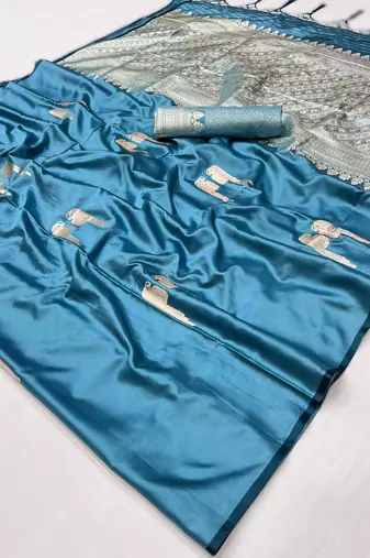 Blue new pure satin weaving outfit  premium quality