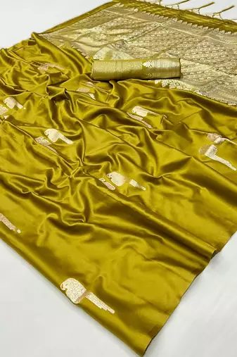 Mustard new pure satin weaving outfit  premium quality