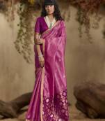 Pink tussar silk handloom weaving – premium quality fabric