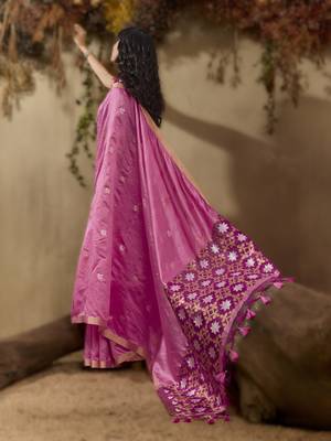Pink tussar silk blend weaving  premium quality fabric 2