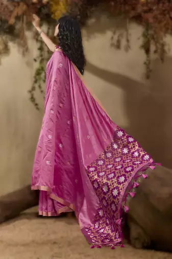 Pink tussar silk blend weaving  premium quality fabric