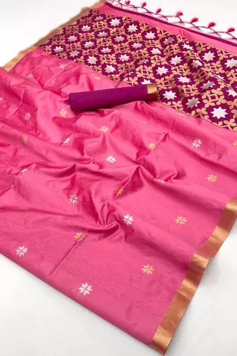 Pink tussar silk blend weaving  premium quality fabric