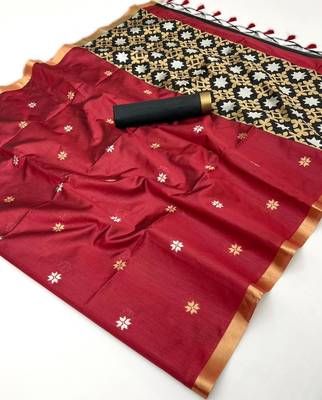 maroon elegant pure satin weaving saree with matching satin blouse  soft shiny 4