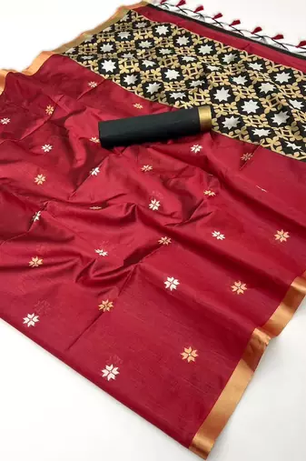 maroon elegant pure satin weaving saree with matching satin blouse  soft shiny