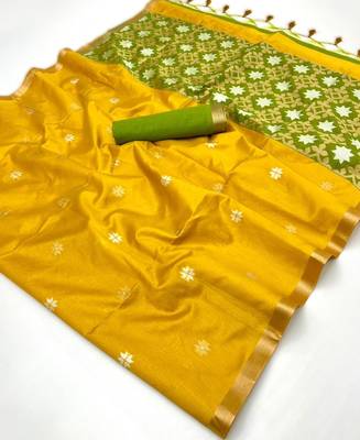 Yellow tussar silk blend weaving  premium quality fabric 4