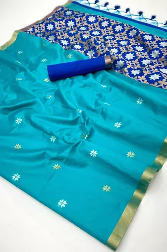 Sky blue tussar silk blend weaving  premium quality fabric
