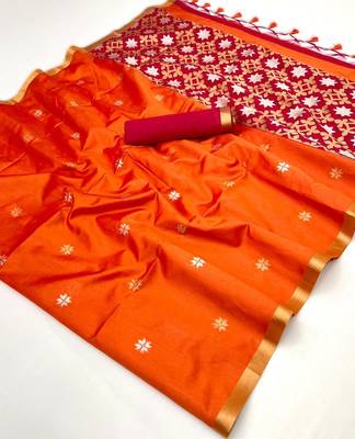 Orange tussar silk blend weaving  premium quality fabric 4