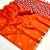 Orange tussar silk handloom weaving     premium quality fabric