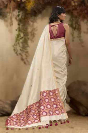 Off white tussar silk blend weaving  premium quality fabric