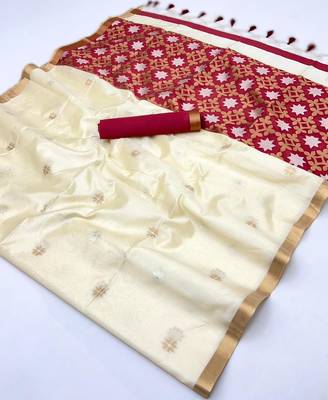 Off white tussar silk blend weaving  premium quality fabric 4