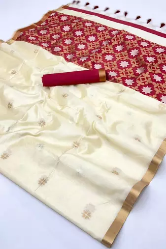 Off white tussar silk blend weaving  premium quality fabric