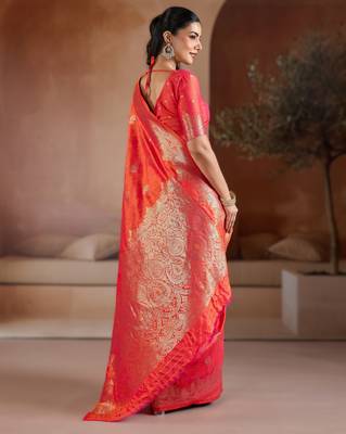 Red weaving silk blend  premium quality fabric | 2