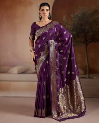 Purple weaving silk blend  premium quality fabric | 1