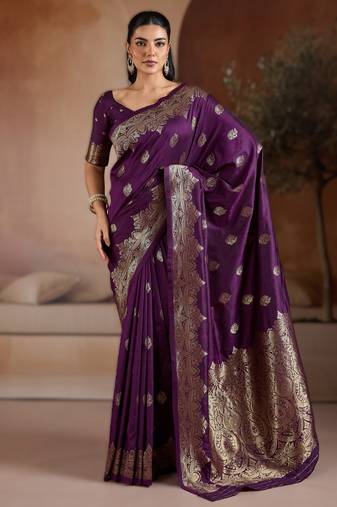 Purple handloom weaving silk     premium quality fabric |