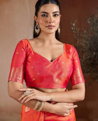 Red weaving silk blend  premium quality fabric | 3