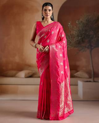 Pink weaving silk blend  premium quality fabric | 1