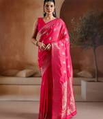 Pink handloom weaving silk     premium quality fabric |