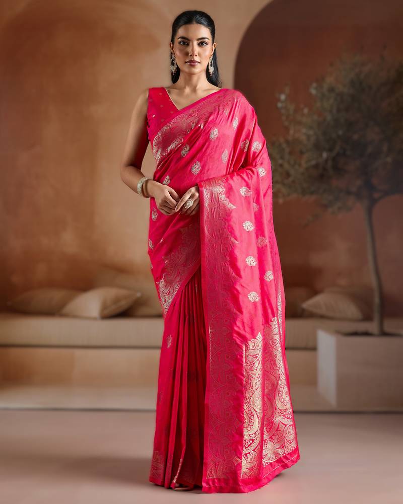 Pink handloom weaving silk     premium quality fabric |