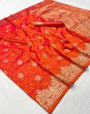 Red weaving silk blend  premium quality fabric | 4