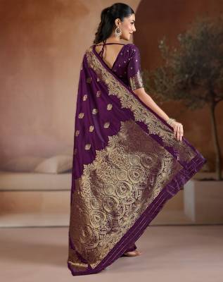Purple weaving silk blend  premium quality fabric | 2
