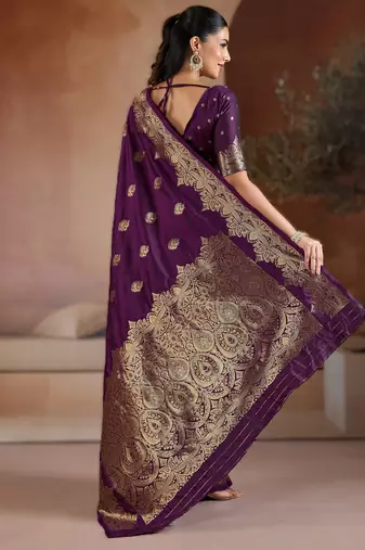 Purple weaving silk blend  premium quality fabric |