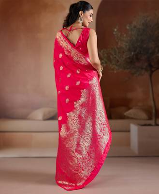 Pink weaving silk blend  premium quality fabric | 2