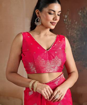 Pink weaving silk blend  premium quality fabric | 3