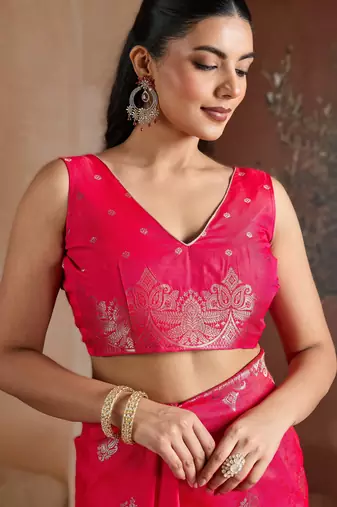 Pink weaving silk blend  premium quality fabric |