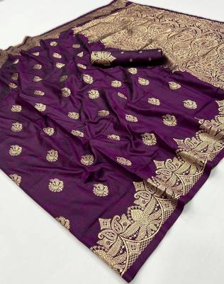 Purple weaving silk blend  premium quality fabric | 4