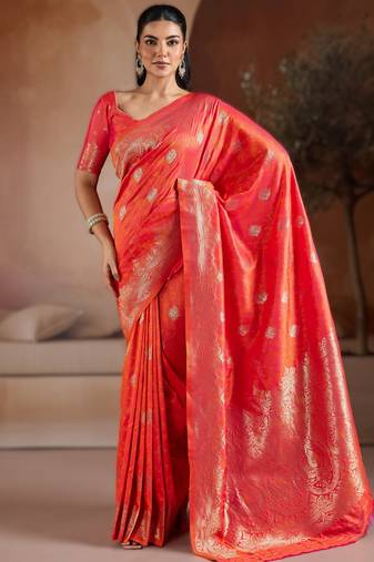 Red handloom weaving silk     premium quality fabric |
