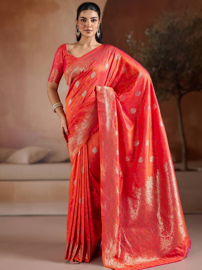 Red handloom weaving silk     premium quality fabric |