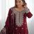 Women maroon sequins , zari, coding & thread embroidered work silk kurta set