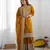 Women musturd sequins  zari coding & thread embroidered work silk kurta set