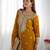 Women musturd sequins , zari, coding & thread embroidered work silk kurta set