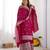 Women pink sequins , zari, coding & thread embroidered work silk kurta set