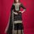 Women black sequins , zari, coding & thread embroidered work silk kurta set