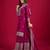 Women rani sequins , zari, coding & thread embroidered work silk kurta set