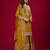 Women yellow sequins , zari, coding & thread embroidered work silk kurta set