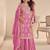 Onion pink simmer silk embroidered designer palazzo suit