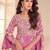 Onion pink simmer silk embroidered designer palazzo suit