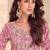 Onion pink simmer silk embroidered designer palazzo suit
