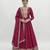 Women’s dark pink embroidered anarkali gown with dupatta