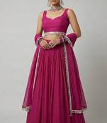 Magenta Lehenga Choli with Silver Tassel border