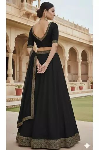 classic Black Lehenga set with Gold Trim